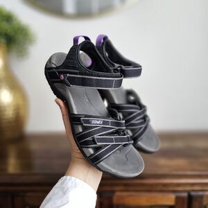 💜 Teva Tirra Women’s Walking Sandals Black Gray Purple US 8 Arch Support